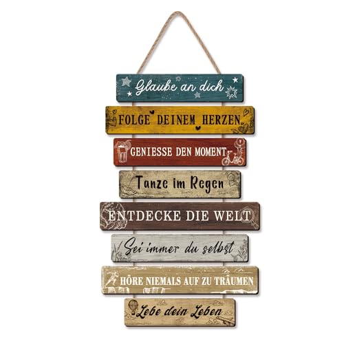 CHDITB Insirierende Wanddeko Wandbild, Motivierende Familienregeln Lebenseinstellung,Schild Familie,Glaube an Dich, Sei Immer Du Bist, Holz Plankenschild Familienschild, Wandekoration Geschenk
