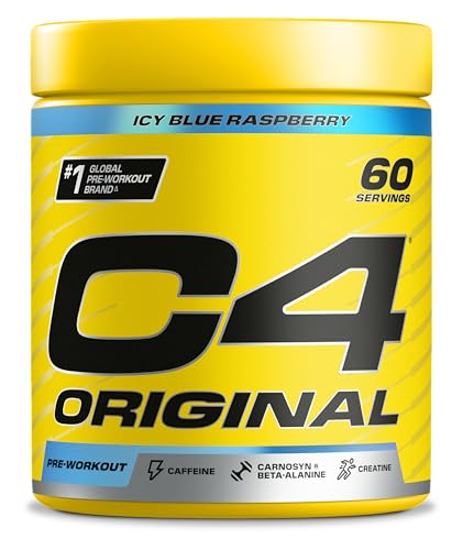 C4 Original - Pre-Workout-Booster - Getränkepulver für Energy Drink | 150 mg Koffein + Beta-Alanin + Kreatin-Monohydrat (Icy Blue Razz (Himbeere), 60 Portionen)