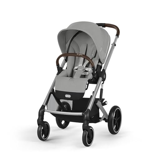 CYBEX Gold Kinderwagen Balios S Lux, Ergonomische Liegeposition, Einhand-Gurtsystem, Ab Geburt bis 22 kg (ca. 4 Jahre), Stone Grey