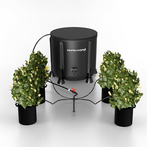 MARS HYDRO Automatische Bewässerung Bewässerungssystem indoor mit Faltbarem 50L-Eimer, Verbesserter 24W-Wasserpumpe, 8 Tropfdüsen, Gartenbewässerungssystem für Innenräume, Rasen, Gewächshaus, Hof