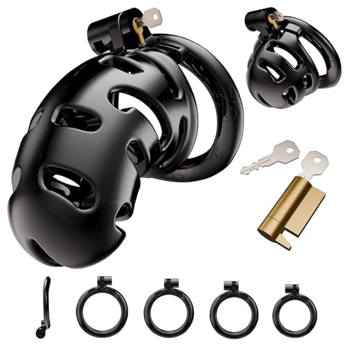 Chastity Cock Cage Männer Sissy mit 5 Penisring und 2 Keuschheitskäfig Penis Penies Käfig Keuschheitsgürtel Chastitycage Fesseln Bdsms Spielzeug Hart Bondageset Fessel BDSM Set für Herren Paare Extrem