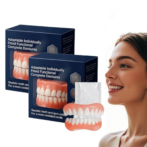 2025 Neue funktionelle Zahnprothesen, Silikon-Zahnprothesen für den gesamten Mund, weiches Zahnprothesen-Unterfütterungsset, weich und bequem für Männer und Frauen (2set)