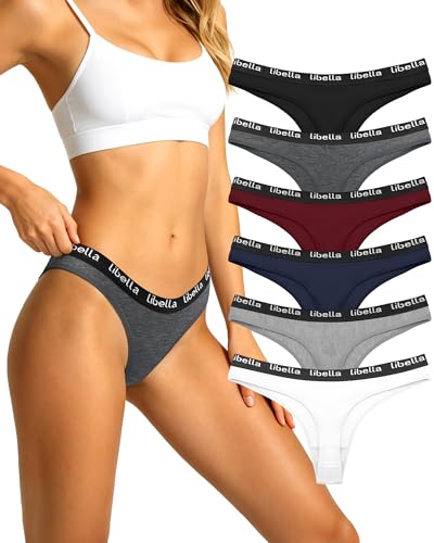 Libella Damen Tangas Baumwoll Sport Tanga Damen Set G String Damen Baumwolle Thongs Women Unterwäsche Frauen Mehrfarben 6er Pack L