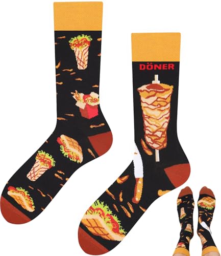 TODO Lustige Döner Socken Herren 43-46, Kebab Socken mit Döner Motiv 43-46