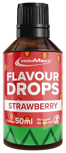 IronMaxx Flavour Drops - Erdbeere 50ml | kalorienfrei & zuckerfrei | vegane Aromatropfen zum süßen von Lebensmitteln | praktischer Tropfer-Verschluss