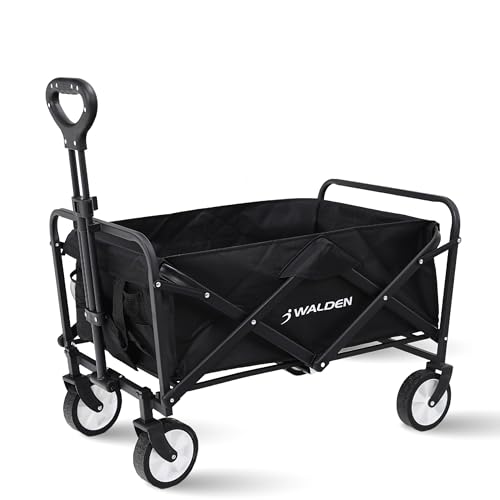 Klappbarer zusammenklappbarer Bollerwagen, Strandkarren mit großer Kapazität, Stabiler klappbarer Bollerwagen tragbar, zusammenklappbarer Wagen für Sport, Einkauf, Camping