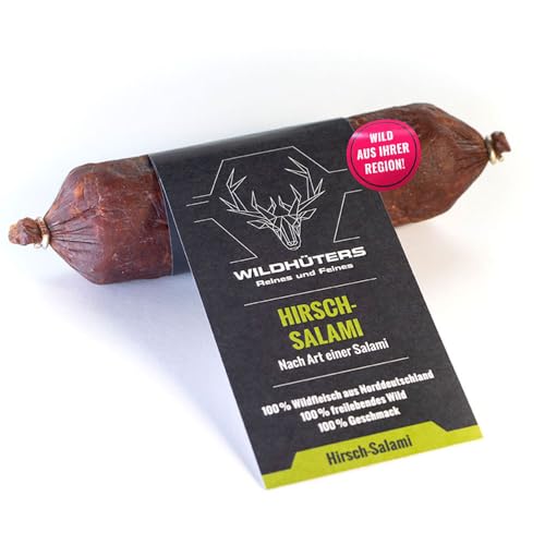 WILDHÜTERS | Hirsch-Salami | traditionell-handgemacht aus 100% Wildfleisch mit Buchenholzrauch veredelt | 150g im Stück