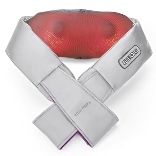 VITALmaxx Shiatsu Nackenmassagegerät mit Halteschlaufe | Massagegerät für Schultern, Nacken, Rücken, Beine & Bauchmuskulatur | Knetmassage, Druckmassage | Massage mit Wärmefunktion