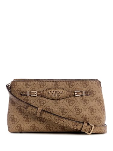 GUESS Damen Katya Crossbody Top Zip Umhängetasche, Latte-Logo