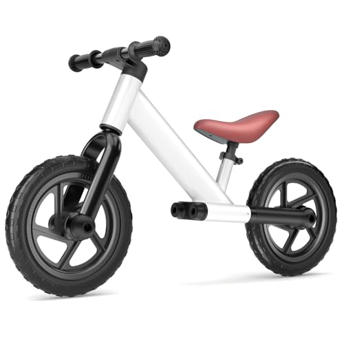 ZWOOS Laufrad ab 2 Jahre, Kinderfahrrad Ultraleichtes mit Sturzschutz, Laufrad 12 Zoll, Tragkraft Bis 25 kg, Sattel Höhenverstellbar, Ergonomischer Sitz, für Jungen Mädchen, Weiß(Weiß)