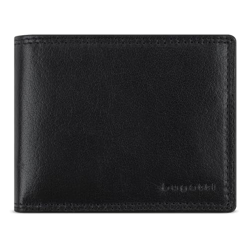 bugatti Savona Geldbörse aus vegetabilem Büffelleder, RFID-Portemonnaie Querformat, Leder-Wallet für Herren, schwarz