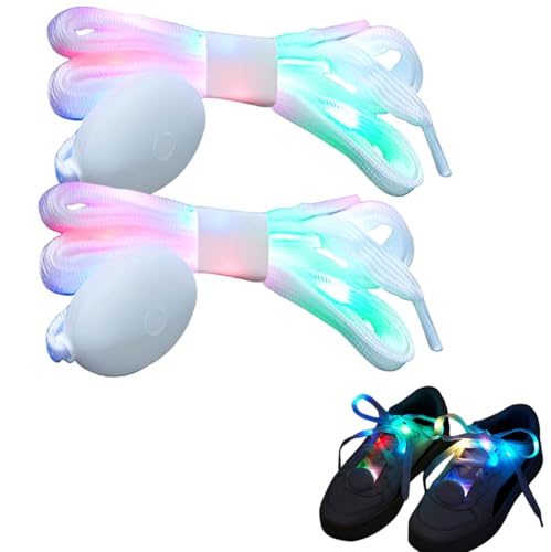 Meleager 1 Paar LED Schnürsenkel, Leuchtende Schnürsenkel, Bunte Schnürsenkel LED 120cm, Glitzer Shoelaces für Party, Tanzen, Radfahren, Wandern, Karneval, Halloween