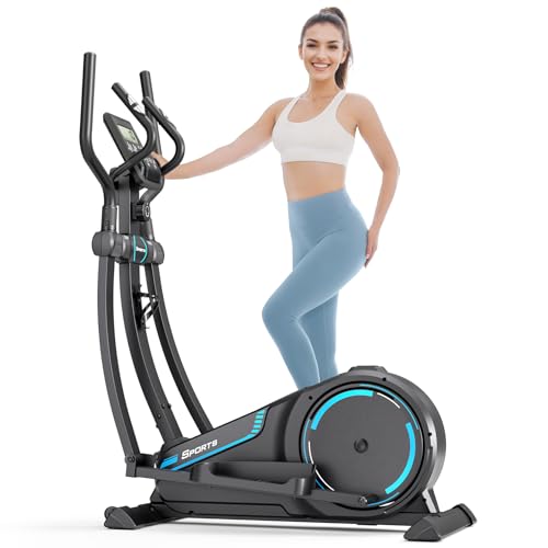 THERUN Crosstrainer für zuhause, Ultraleise Magnetisch Ellipsentrainer mit 38cm Schrittlänge, 16 Widerstandsstufen, bis 150kg (Blau)