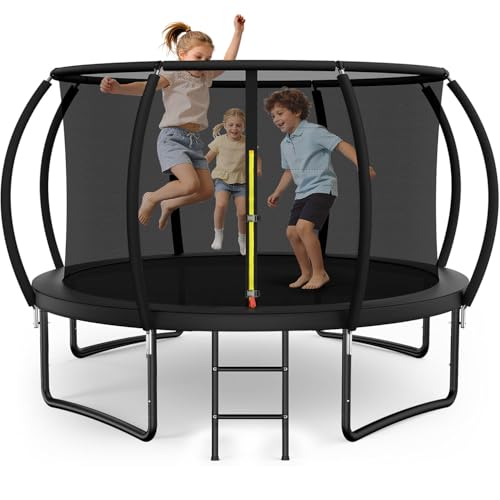 Nattork Trampolin Outdoor Ø244/370/427cm, GS-Zertifikat,Kindertrampolin mit Sicherheitsnetz & Leiter, Robuster Garten-Trampolinspaß für Kinder und Erwachsene, bis Belastbarkeit zu 150 kg
