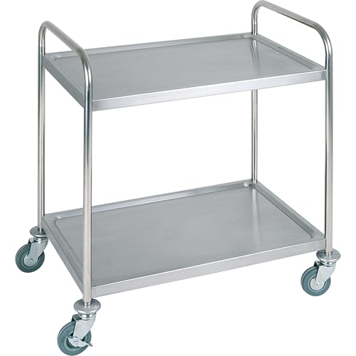 APS Servierwagen, Transportwagen, Servierwagen mit Zwei Böden, B x T x H: 91 x 59 x 93 cm, Abstand zwischen den Borden ca. 56 cm, 4 Lenkrollen, Davon 2 feststellbar, Trolley mit Tragfähigkeit 80 kg