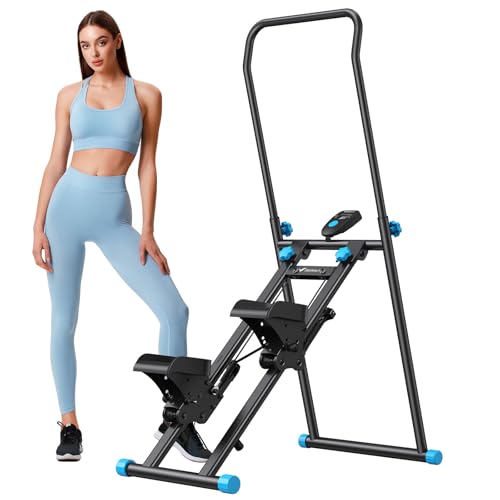 MERACH 2025 Neues Stair Stepper für Home Gym Übung,Vertical Climber Maschine für Ganzkörper-Workout, Compact Folding Cardio Übung Climber mit erweiterten Schrittweite, verstellbare Lenker & Pedale