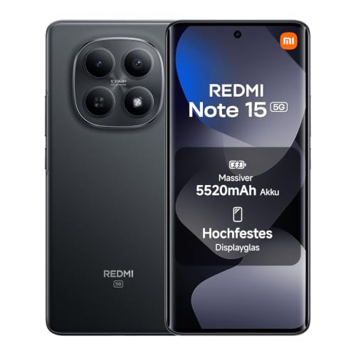XIAOMI REDMI Note 15 5G Smartphone 8+256GB, 6000mAh, 108MP Kamera, Schwarz