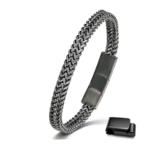 Esrael Armband Herren Schwarz Armbänder für Herren Schmuck Männer Armband Edelstahl Herrenarmband Herrenschmuck Männerarmband Valentinstag Schmuck Geschenk für Ihn Gifts for Men