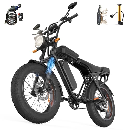 Aairsk X5 E Bike, 20 x 4 Fat-Reifen Elektrofahrrad Trekkingrad E-Bike Herren Damen mit 48V 15AH Akku, 250W Motor, 80 km Reichweite Pedelec Citybike EBike mit Fahrradtasche für Erwachsene