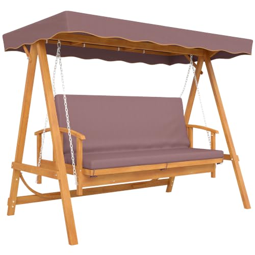 Outsunny 2 in 1 Hollywoodschaukel mit Liegefunktion 236x130x181 cm Braun