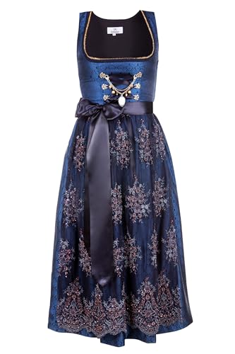 Edelnice Trachtenmode Exklusives Designer Dirndl lang Josepha inkl. Spitzen Dirndlschürze und Charivari Gr. 32-56 (56)