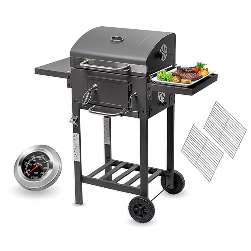 ACTIVA Holzkohlegrill Angular Smart I Holzkohlegrill mit Deckel, verstellbarer Kohlewanne & Thermometer I Grillwagen für ein gelungenes Barbecue