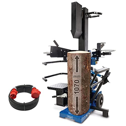 Scheppach Compact 15T Holzspalter stehend | 15 Tonnen Spaltkraft 400V 3500W | Meterholz bis 1070mm / max. Ø 400mm | schwenkbarer Tisch | Hartholz & Weichholz - mit Fahrvorrichtung + 10m 400V Kabel