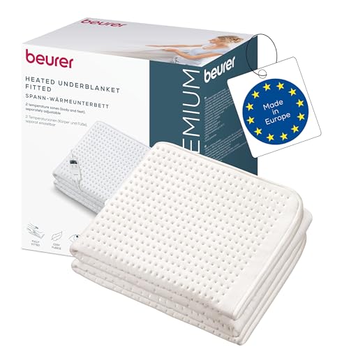 Beurer UB 101 Cosy Wärmeunterbett, Wärmebettunterlage für Einzelbett, 198 x 92 cm, Matratzenheizung mit 2 Wärmezonen, Variable Abschaltautomatik, 9 Temperaturstufen, ECO-Modus, waschbar