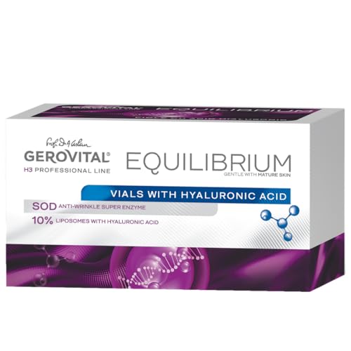 Fläschchen mit 10% Liposomen mit Hyaluronsäure | Intensiv feuchtigkeitsspendendes und glättendes Serum gegen Falten und Fältchen | Profi-Produkt | Gerovital H3 Equilibrium, 20 Fläschchen x 2 ml