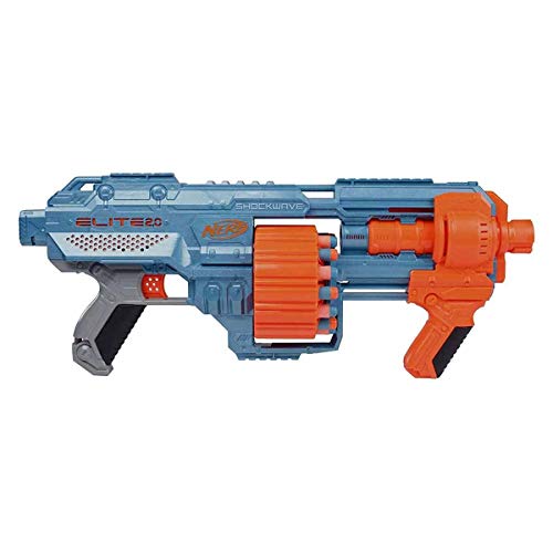 Hasbro E9527EU4 Nerf Elite 2.0 Shockwave RD-15 Blaster, 30 Nerf Darts, 15-Dart Rotationstrommel, Schnellfeuer mit Pump-Action, mit Erweiterungsoptionen