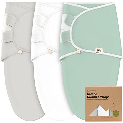 KeaBabies 3-Pack Bio Swaddle Schlafsack Baby - Pucksack Baby 0-3 monate für Neugeborene, Weich und Gemütlich Pucktuch Säuglinge fur Mädchen, Jungen, Babyschlafsack Neugeborene,Atmungsaktiv(Sage)