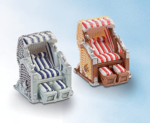 Hobbyfun Strandkorb blau-weiß 3,5 x 3,5 cm Küsten Deko Strandkorb Maritime Deko Sonnenbaden Entspannen