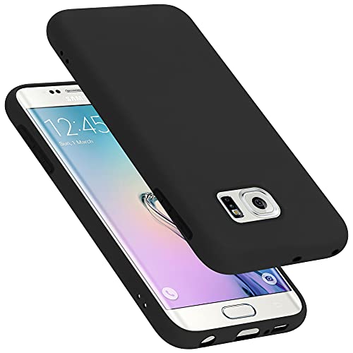 Cadorabo Hülle kompatibel mit Samsung Galaxy S6 Edge Plus Hülle Silikon Handyhülle für Galaxy S6 Edge Plus Case aus flüssigem Silikon- Kratzfeste und stoßfeste dünne TPU Schutzhülle - Liquid SCHWARZ