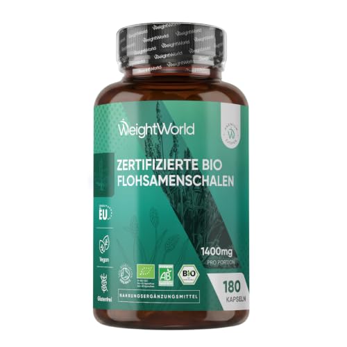 WeightWorld Bio Flohsamenschalen Kapseln - 3 Monate Vorrat - Glutenfrei