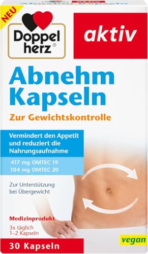 Doppelherz Abnehm Kapseln - Vermindert den Appetit und reduziert die Nahrungsaufnahme - Zur Unterstützung bei Übergewicht - 30 Kapseln