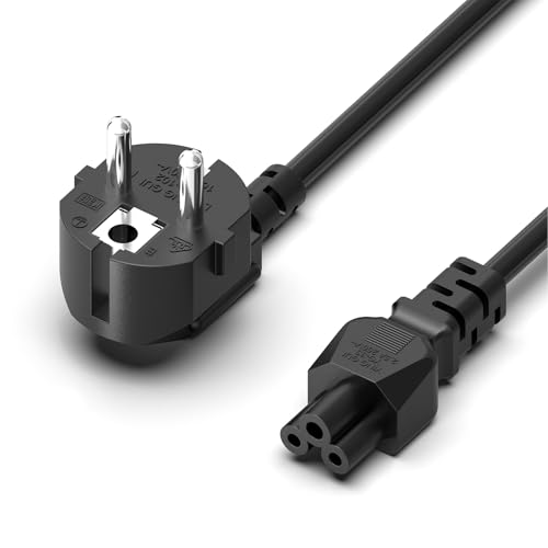 Mezelon E Scooter Ladekabel 2m Netzkabel für Ninebot MAX G30, G30D, G30D2, F65D - Schutzkontakt Stecker Typ F (CEE 7/4) 90° Gewinkelt auf IEC C5 Buchse 2,5 A, TV Monitor Notebook Universal Netzkabel