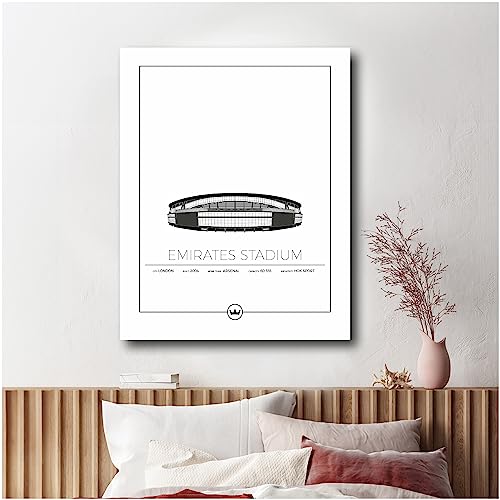 Sverigemotiv Fußballstadion-Wandkunstdruck – Fußballgeschenke für Jungen, Mädchen, Männer – Beste Premier-League Fußballmannschaften – ungerahmtes Poster (Arsenal – Emirates Stadium, 50x70 cm)