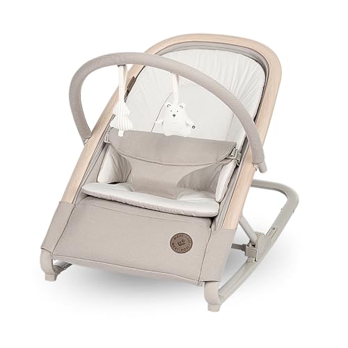 Maxi-Cosi Kori 2-in-1-Babywippe mit Spielzeugbogen, 0–2 Jahre, bis zu 15 kg, Baby Bouncer, 3 mit einer Hand einstellbare Liegepositionen, Easy-in-Gurt, leicht und kompakt, Eco Care, Classic Beige