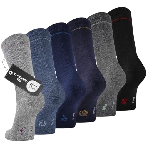 Effeet Socken Herren, 6 Paar Business Herrensocken aus atmungsaktiver Baumwolle ohne drückende Naht, Anzug Socken mit Geschenkbox，Strümpfe für Altag und Freizeit, Männergeschenke