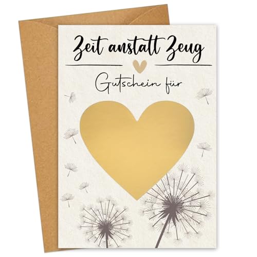 Gutscheine zum selber ausfüllen, Zeit anstatt Zeug, Rubbelkarten zum selber beschriften mit Umschlägen, Gutscheinkarte zum Selbstausfüllen, Geburtstagskarte
