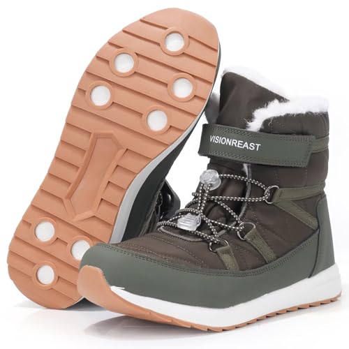 visionreast Winterschuhe Herren Damen Warm Gefütterte Winter Schneestiefel Trekkingschuhe Wanderhalbschuhe Winterboots rutschfest Outdoor mit Klettverschluss
