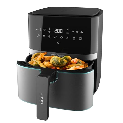 Cecotec Heißluftfritteuse 5,5 L Cecofry Full InoxBlack Pro 5500. 1700 W, Fritteuse ohne Öl, Diät und Digital, Touchpad, Edelstahl-Finish, PerfectCook-Technologie, Thermostat, 8 Modi
