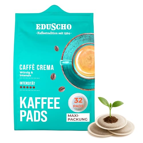 Eduscho Kaffeepads Caffè Crema, 32 Pads, 1er-Pack, würzig, intensiv, für alle Pad Maschinen, industriell kompostierbar