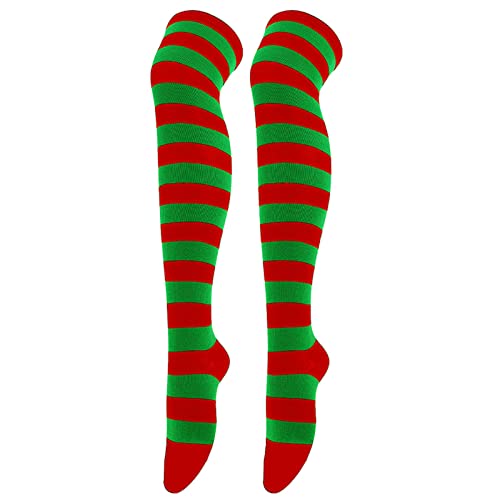Overknees Strümpfe Damen Weihnachten, Lange Xmas Kniestrümpfe Elfen Socken Cozy Party Cosplay Weihnachten Kostüm Zubehör Extra Lange Überknie Kniestrümpfe Stretch Festlich