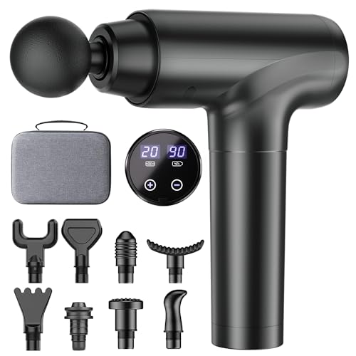 Massagepistole, Muttertagsgeschenk, Muskel Percussion Massagegerät, Massage Gun mit LED-Touchscreen, 20 Geschwindigkeiten, 9 Massageköpfe, Tragetasche, Leise Elektrische Massage Pistole, Geschenk