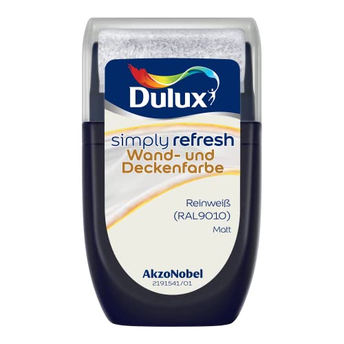 Dulux Simply Refresh Wand- und Deckenfarbe – Reinweiß 9010 – Tester 30 ml - Erfrischende, langlebige Innenfarbe für ein schönes Zuhause
