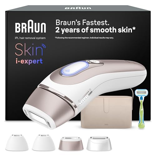 Braun Smart IPL Geräte Haarentfernung Skin i·expert 7, PL7387, Weiß/Rosegold - Alternative Laser Haarentfernung für Zuhause, Dauerhafte Haarentfernung, Inkl. Etui, Venus Rasierer Und 4 Aufsätze