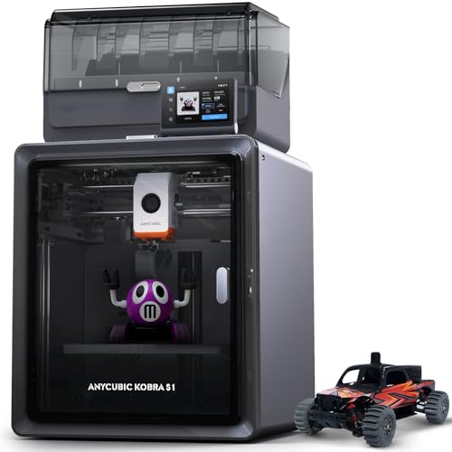 Anycubic Kobra S1 Combo 3D-Drucker Mehrfarbig, 600mm/s Hochgeschwindigkeitsdruck, Trocknen beim Drucken, Dreifach-Kühlsystem, Vollständig Geschlossene CoreXY-Struktur, Druckgröße 250 x 250 x 250 mm