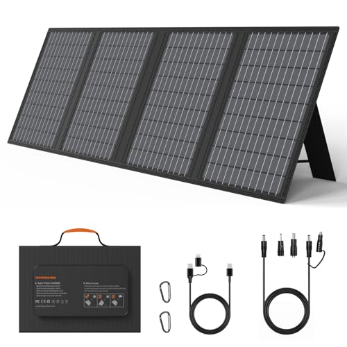 MHPOWOS 60W Tragbares Solarladegerät mit Ständer, Faltbares Solarpanel mit USB-C, USB-A und DC-Ausgängen, für Camping, Wandern, Notstromversorgung für Kleine Stromgeneratoren, Telefone, Powerbanks