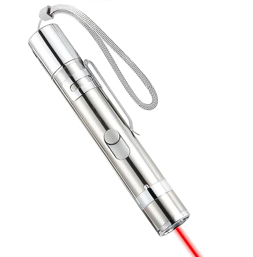 LED Pointer Interaktives Spielzeug für Katzen, 7 in 1 und 5 Muster mit USB Wiederaufladbar Light Licht, Katzen Spielzeug Mini Tragbar Taschenlampe, Kätzchen Trainingsgerät Mit Edelstahlgehäuse